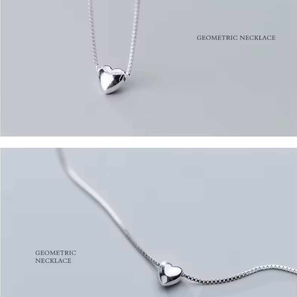 Silver Heart Geometric Necklace